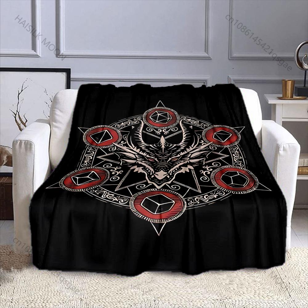 1PC Demon Dragon Head Magic Circle Print Adult Children Warm Blankets Home Travel Car Soft Comfortable Suitable for All Seasons