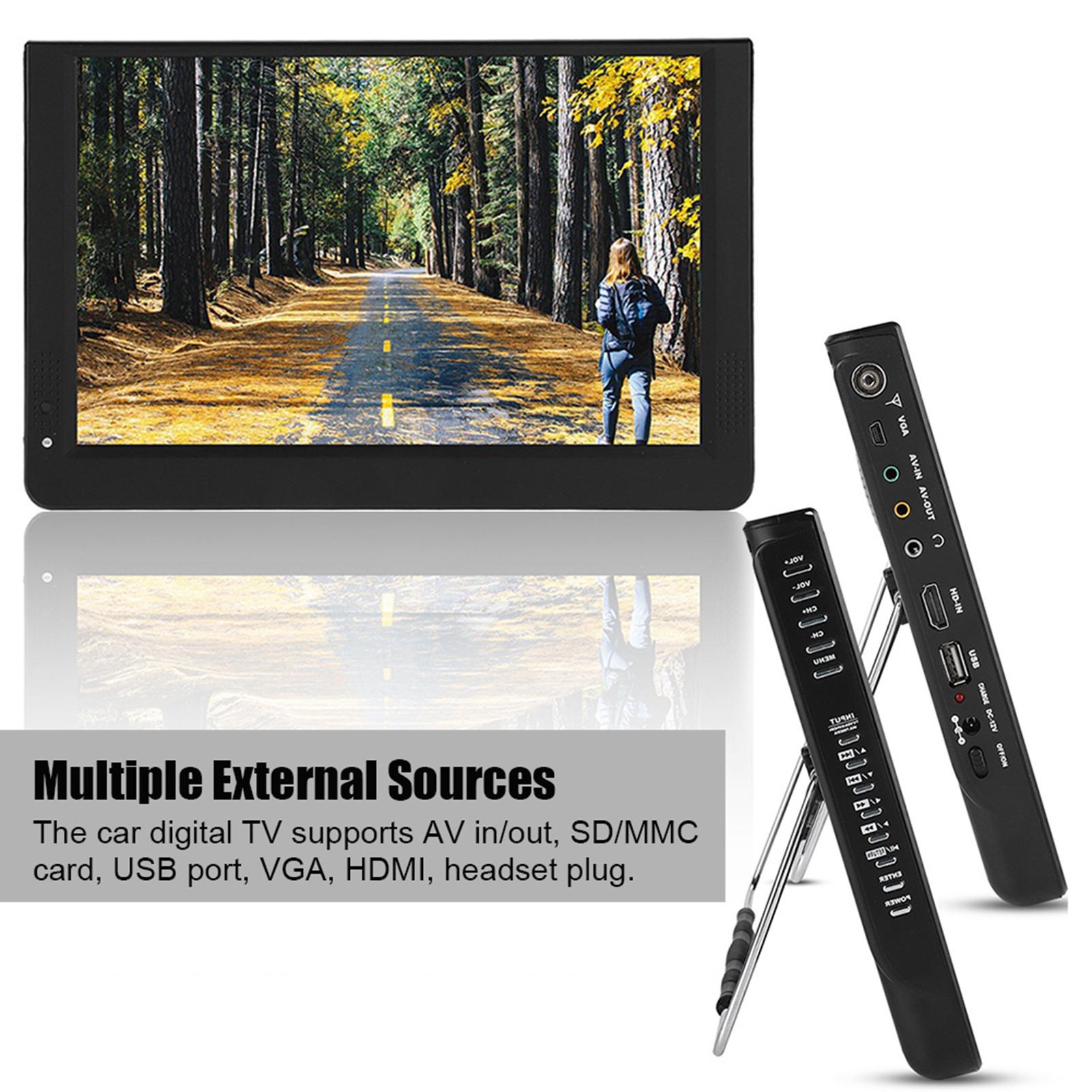 

12-дюймовый цветной экран 1080P Автомобильный цифровой телевизор ATVUHFVHF Стерео объемный автомобильный телевизор