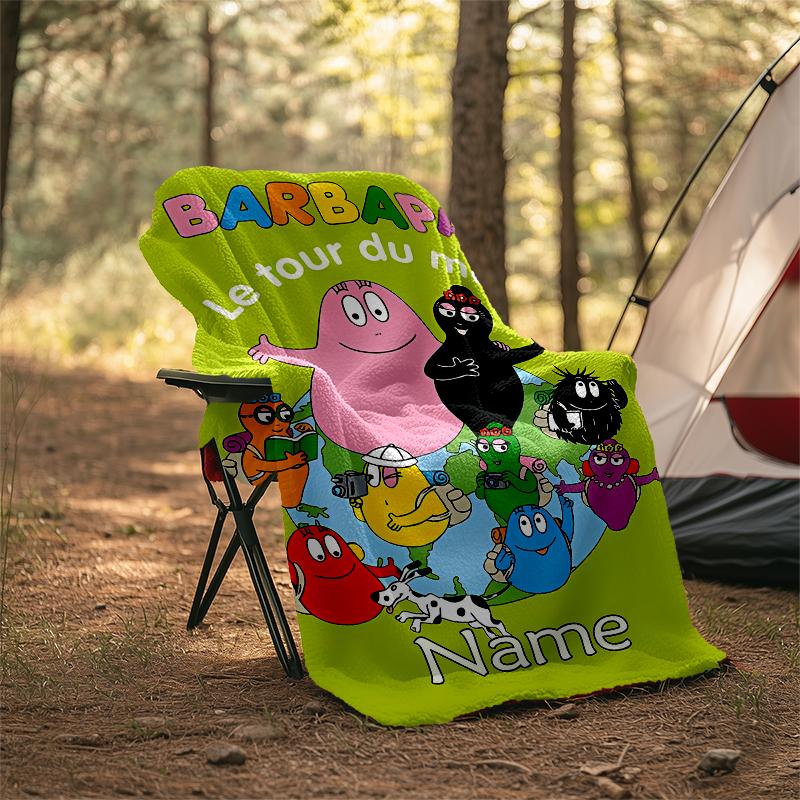 Personalized Custom Name Blanket - Barbapapa Print Design,Blanket for Sofa,Bed,Travel,Camping - Soft and Warm, Great Gift