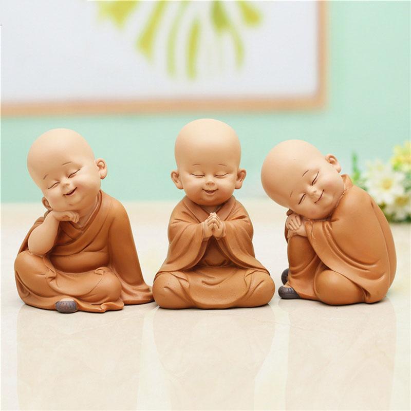 Resin Cute little monk statue Modern art sculpture Chinese Buddha statue Home living room, room decoration characteristic crafts