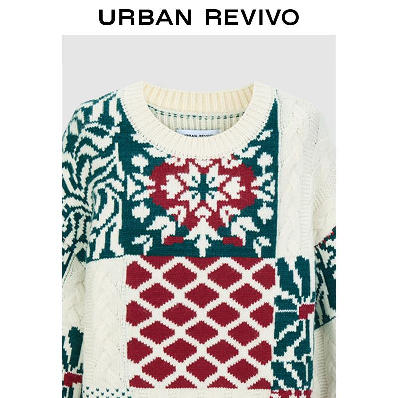 UR Women's Relaxed Fit Color-Block Jacquard Knit Sweater