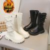 2025 Autumn/Winter Girls' High Leather Boots - Stylish Bow Princess Martin Style