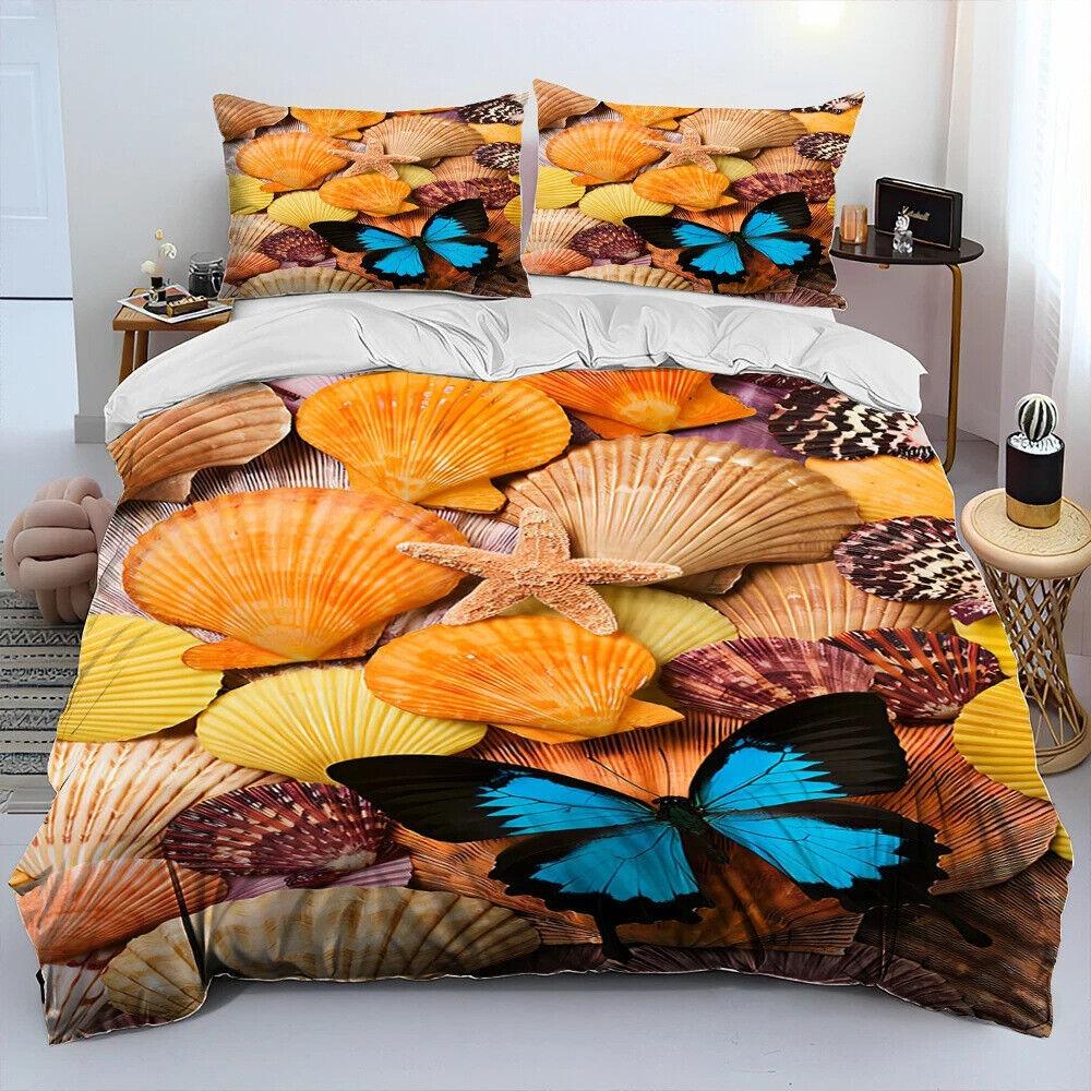 3D Butterfly Flower Bedding Set Women and Girls Down Duvet Cover Pillowcase 2/3pc King Queen Bed Cover Gift Home Textile