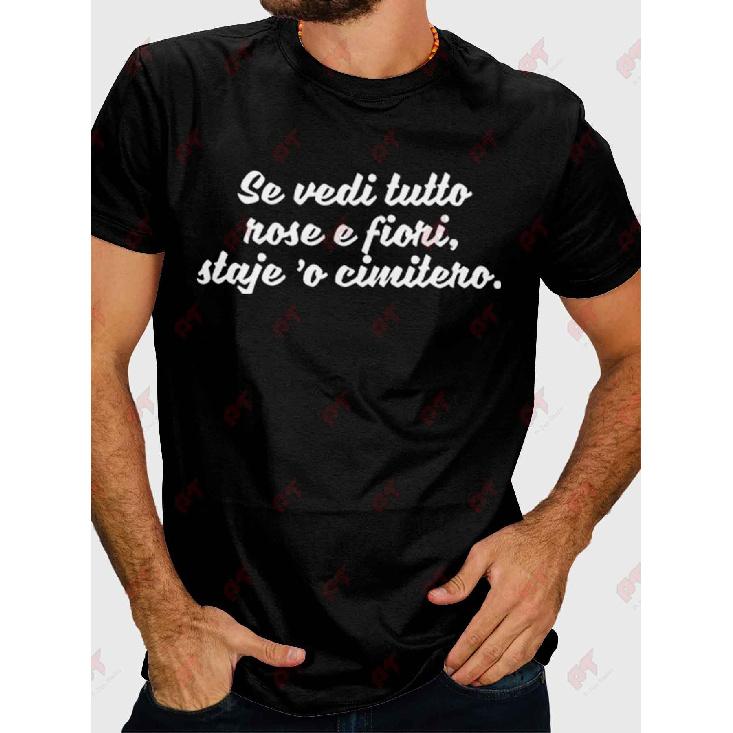 Funny Italian Neapolitan Phrase T-Shirt | Ironic Birthday Flag Colors Naples Inspired, Casual Crew Neck, Slight Stretch Fabric, Regular Fit for Men