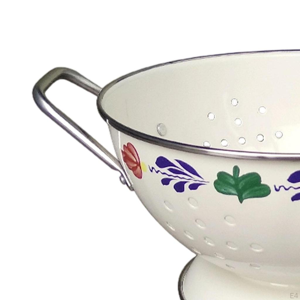 Metal Colander Fruit Bowl with Drainage Decorative Smooth Handles Strainer Basket for Spaghetti