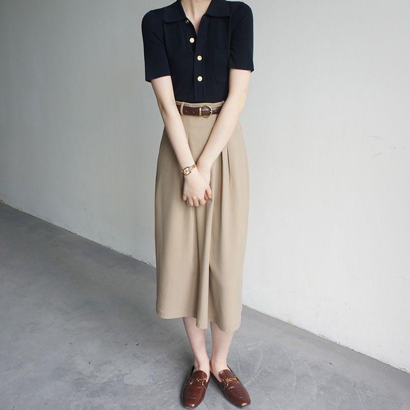 Elegant and Simple Polo Neck Women's Shirt for Spring/Summer