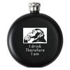 Black Stainless Steel Hip Flask Portable 5oz Round Wine Pot Laser Print Business Gift