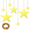 A25F-48Pcs Gold Cardboard Stars, 4 Sizes Shining Cutouts Paper Stars With 164Ft Gold Line, Star Hanging Decorations For Party