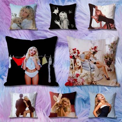 SSabrina CCarpenter Friend Anime Celebrity Merchandise AllMatch Printed Pillow Case Sofa Car Office Room Decoration Protector