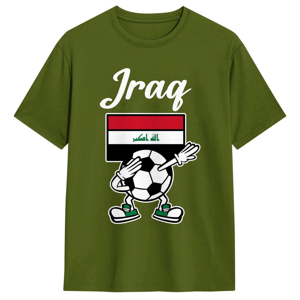 Harajuku TShirt Summer Iraq Flag Iraqi Soccer Fashion TShirts Pure Cotton Tshirt for Unisexs Aesthetic Short Sleeve Top Tees
