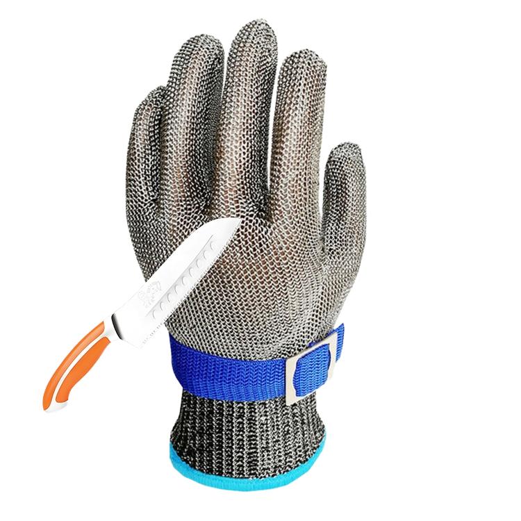 Cut Resistant Glove Stainless Steel Gloves Food Grade 316L Meat Cutting Chainmail Gloves PPE (Blue,Xs)