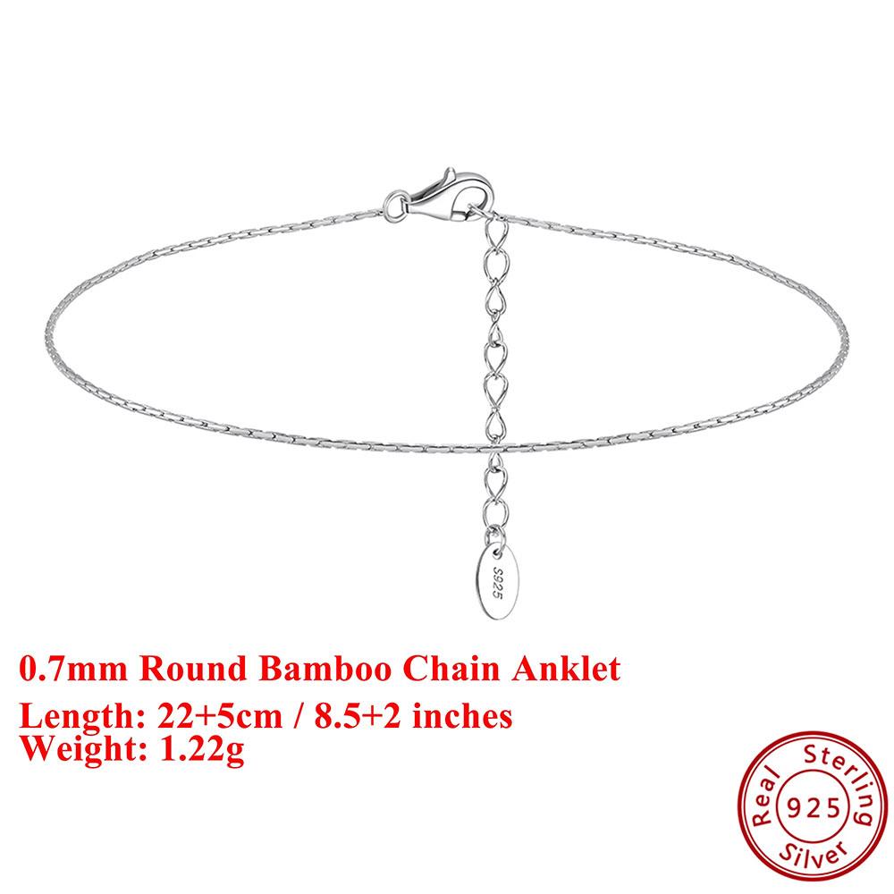 

Effie Queen 925 Solid Sterling Silver 14k Gold Round Bamboo Chain Anklet Simple Jewelry for Women Banquet Party Beach Gift SA78