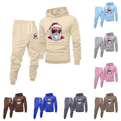 Herren Bedrucktes Kapuzensweatshirt und Sweatpants Lässiger Sportanzug