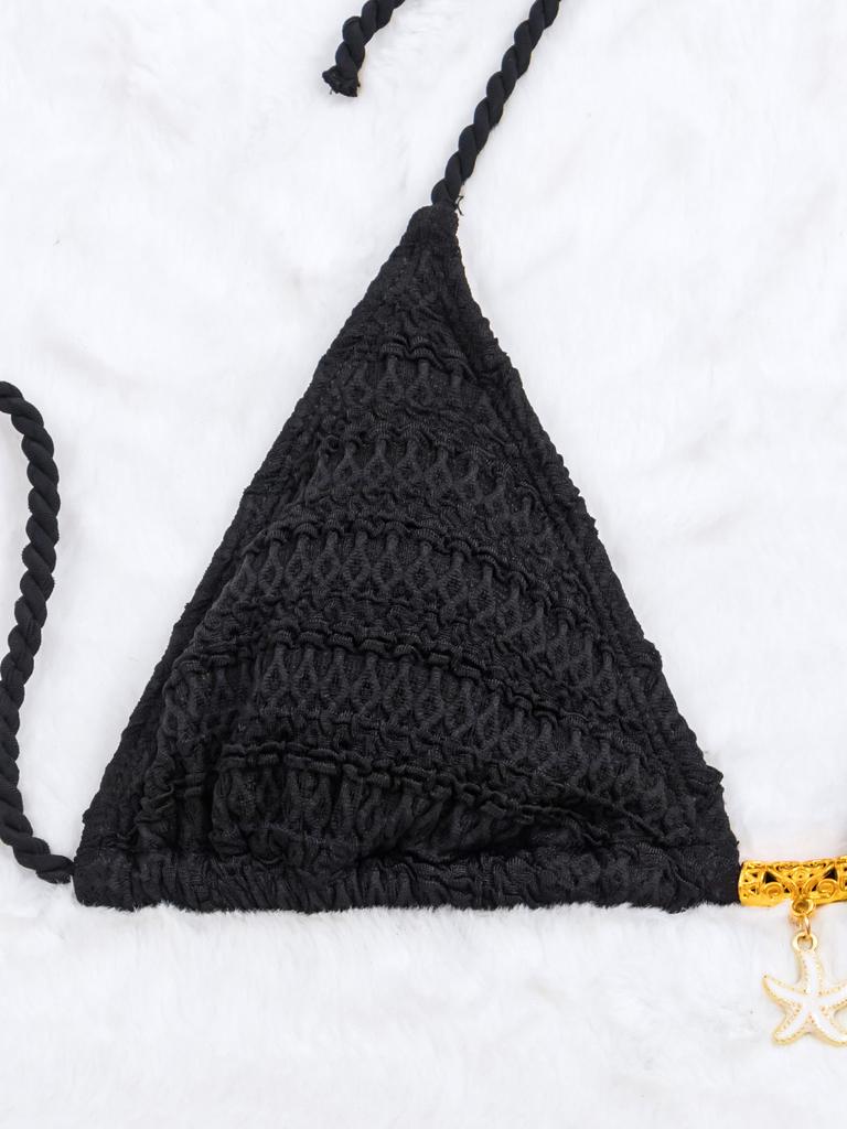 Seestern-Anhänger Dreieckskörbchen Sexy Zweiteiler Krawatten-Bikini-Set Elegant