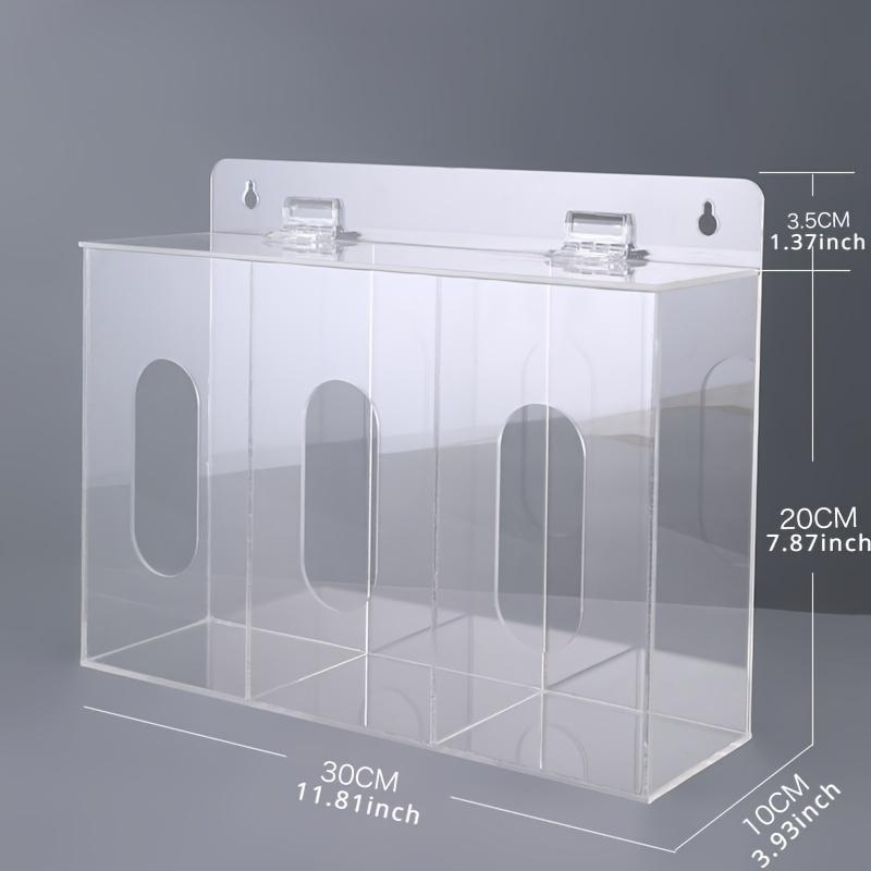 Magnetic Acrylic Storage Box Transparent, 3 Compartment Wall Mounted Organizer for Gloves, Shoe Covers, Masks Paper Towels