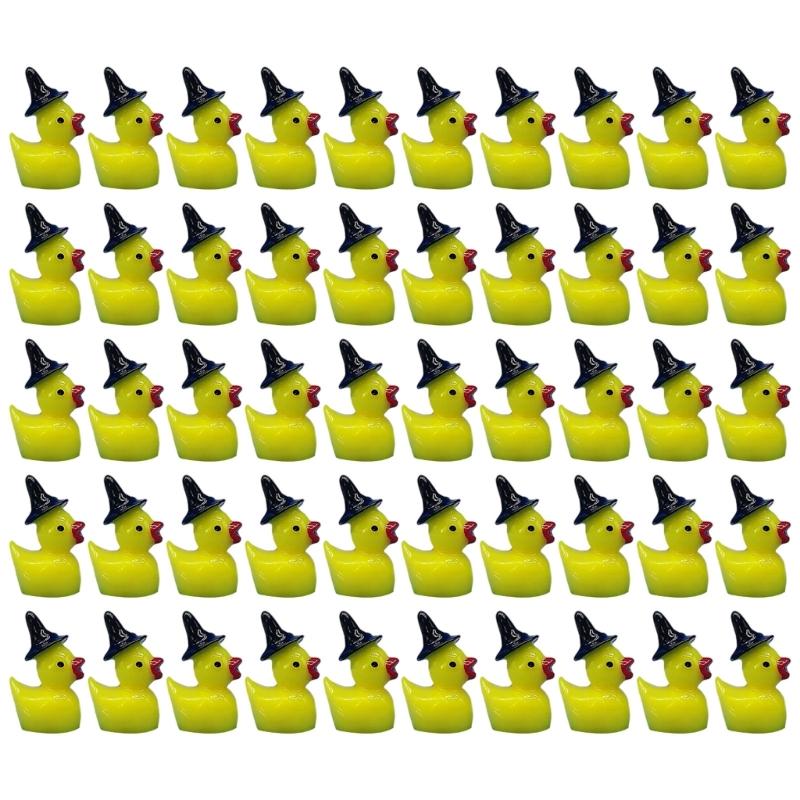 

50Pcs Resins Duck Minaiture Statue With Witch Hat Halloween Gift For Moss Terrariums Display Garden Landscape Ornaments 1