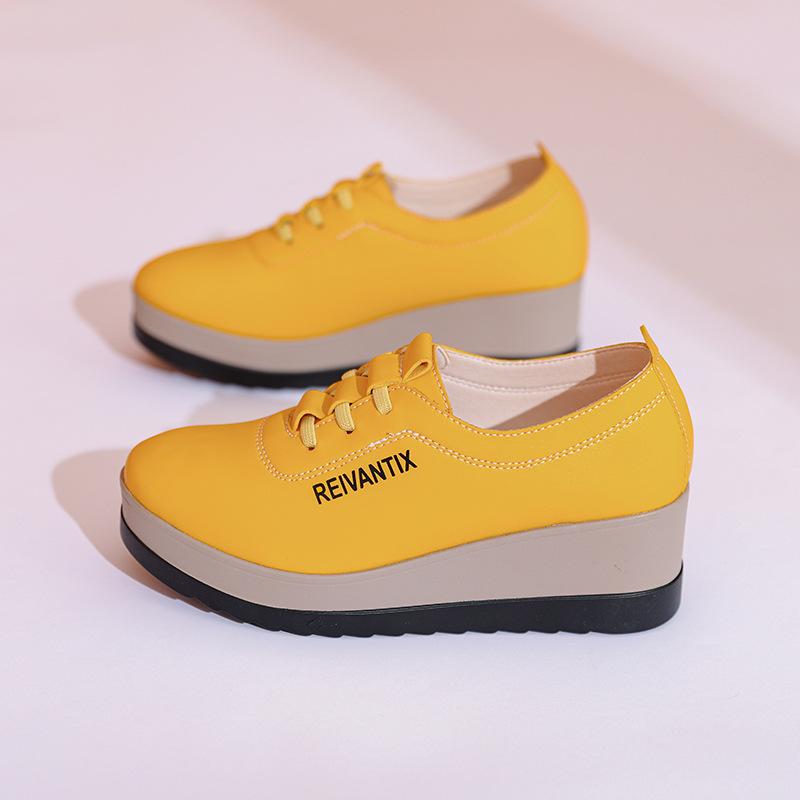 Осенние новые туфли на платформе с высоким каблуком маленькие кожаные туфли туфли-лодочки туфли на танкетке повседневная обувь обувь для путешествий 40 5530₽