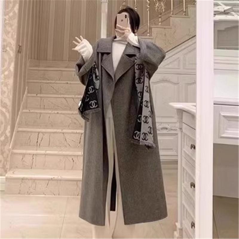 

Красное двустороннее кашемировое шерстяное пальто женское осенне-зимнее корейское шерстяное пальто в стиле Хепберн XL