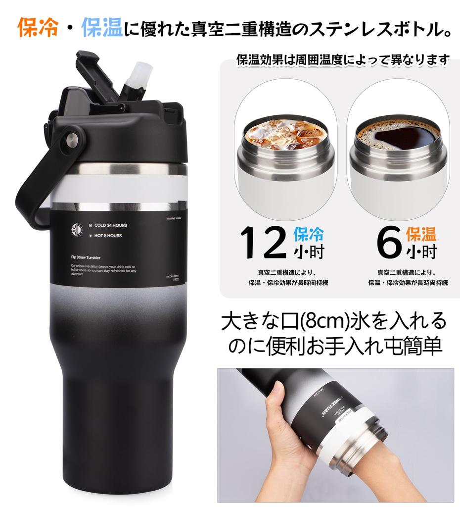 KZYBODY 1000ml Vacuum Insulated Stainless Steel Tumbler with Large Keeps Drinks Hot or Wide Direct Includes Lid and Easy to Perfect for the and Travel