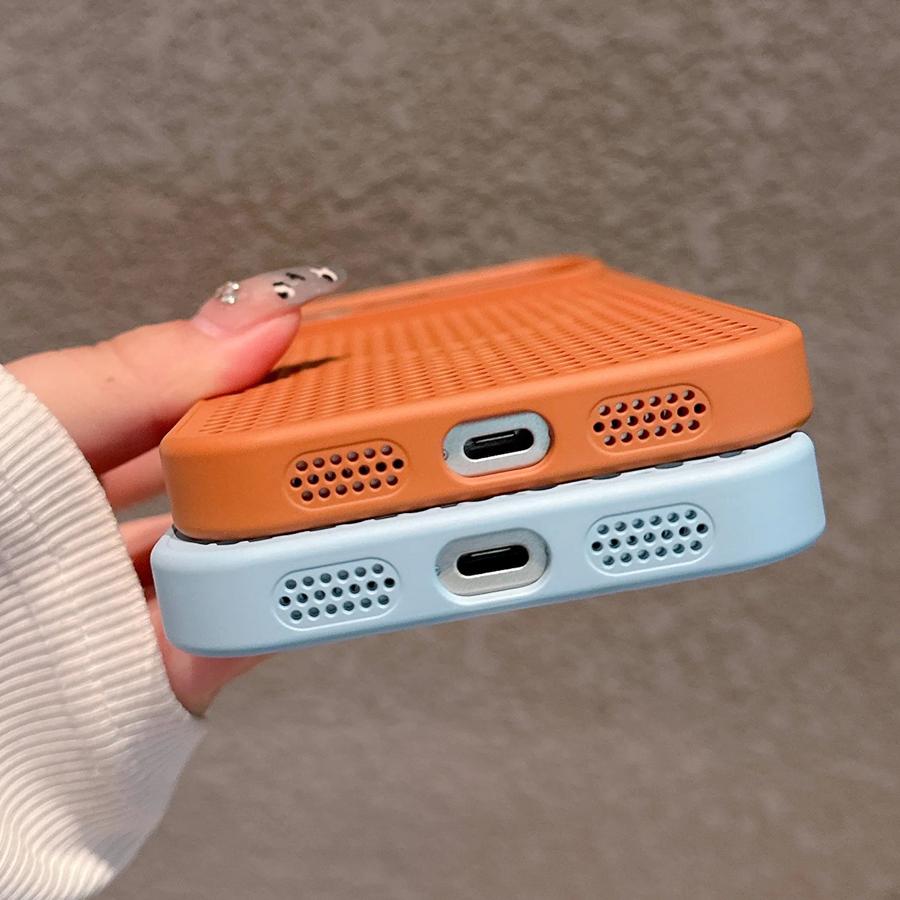 Wärmeableitendes Mesh für Magsafe Wireless Charging Case für iPhone 17 16 15 14 Plus 13 12 Pro Max 17 Air Atmungsaktive Hartschale