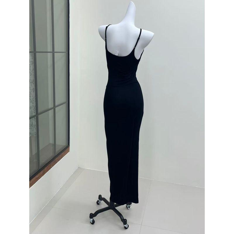 Kardashian European and American Tight Sheath Slim fit Modal Cotton Basic All-Match Suspender Skirt Dress Long dress