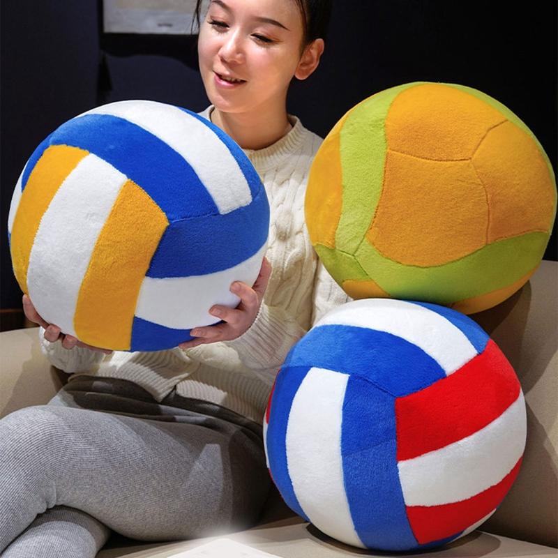 Seat Cushion Soft Furry Fabric Sports Throw Pillow Realistic Volleyball Shape Stuffed Cushion For Work Home Relaxation