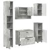 Bathroom Furniture Set 5 Pcs Concrete Grey Plywood and Metal