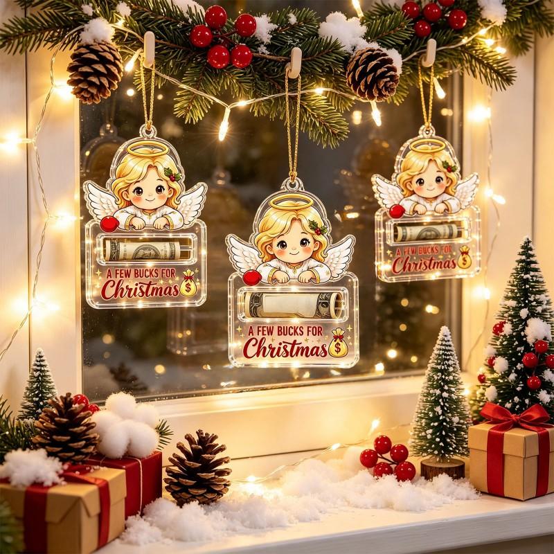 Acrylic Angel Christmas Ornament With Cash Pocket Tree Decoration Holiday Gift