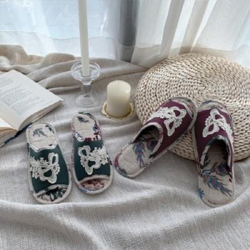 

Art Flower Linen Cotton Living Room Slippers - 2 Colors Khaki
