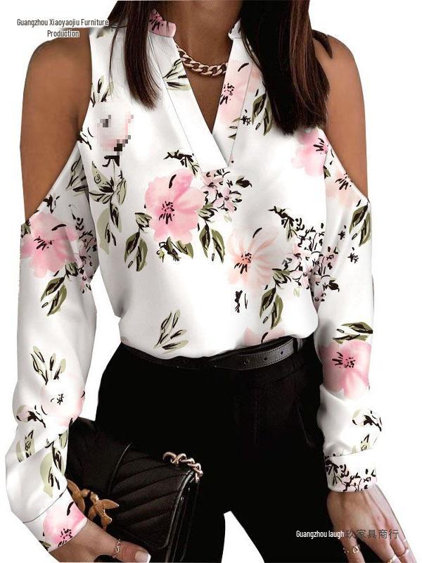 2026 Wish Independent Off-the-Shoulder Long Sleeve Printed Shirt