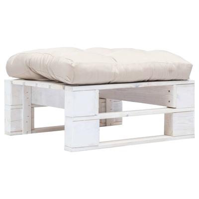 Vidaxl Garden Pallet Stool with Sand Cushion, White, Wood