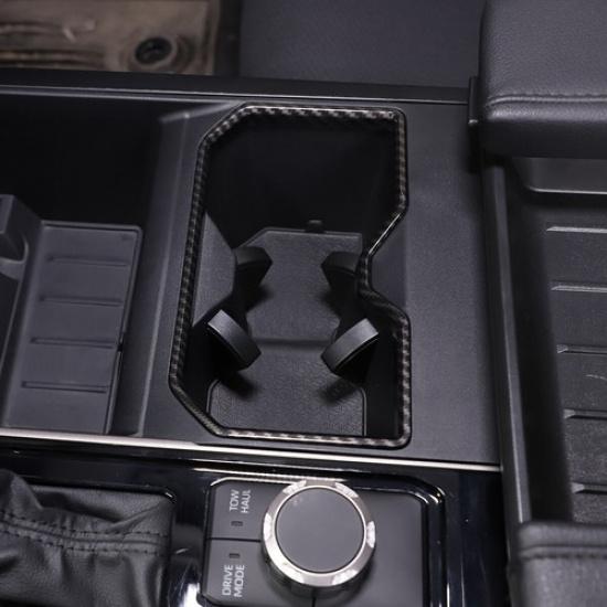 Carbon Fiber ABS Water Cup Holder Panel Trim Fit For Toyota Tun-dra -2024