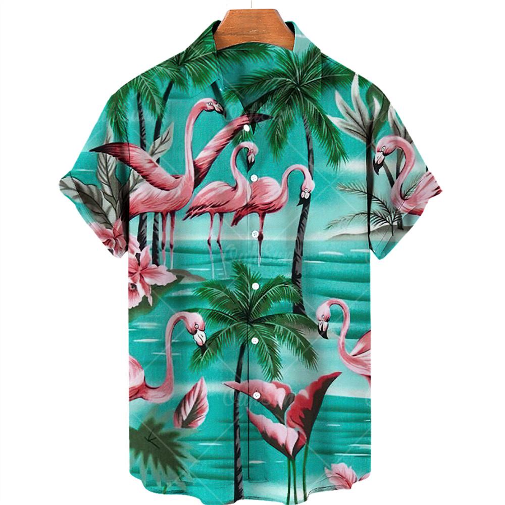 Men's casual shirt plant printed summer clothing Hawaiian short sleeved 2026 medieval vintage beach vacation top
