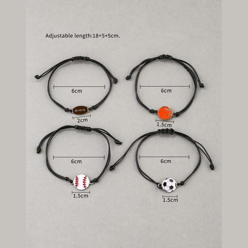 Fashion Football Basketball Baseball Braided Bracelet Adjustable Wrist Rope Unisex Couple Bangle Students Sports Match Souvenir