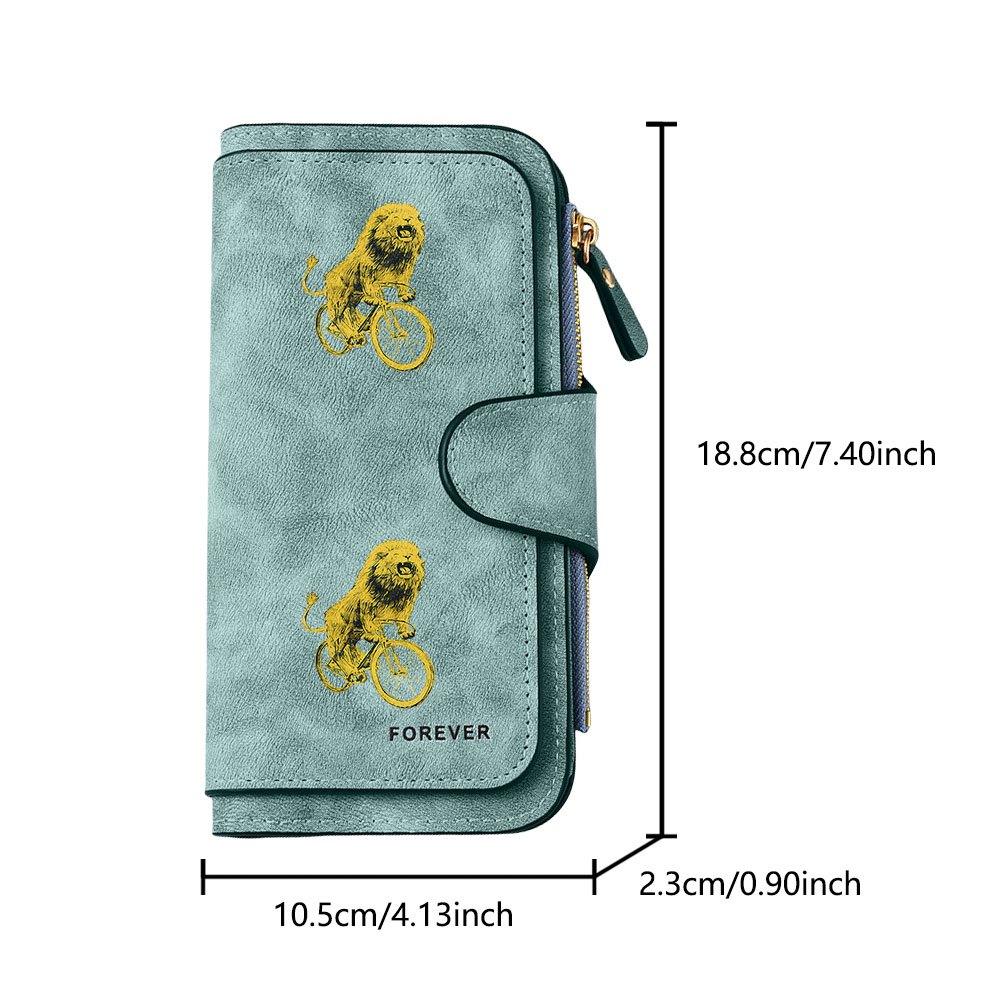 Cycling Lion Long Zipper Wallet, Large Capacity Card Holder, Unisex Clutch Bag, Fashionable Zipper Coin Purse, Suitable for Daily Use, A Great Gift