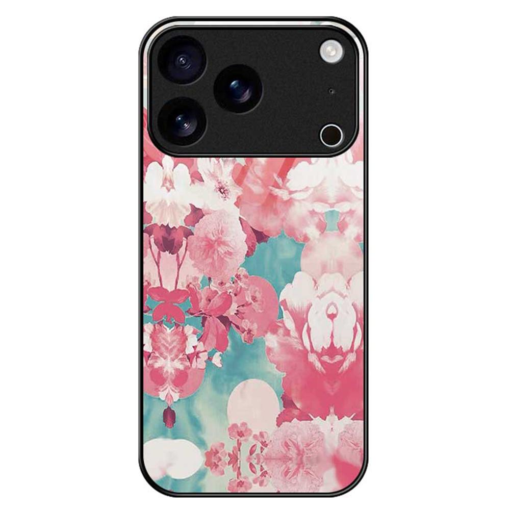 For iPhone 17 Pro Case PC TPU Tempered Glass Pattern Printing Phone Back Cover