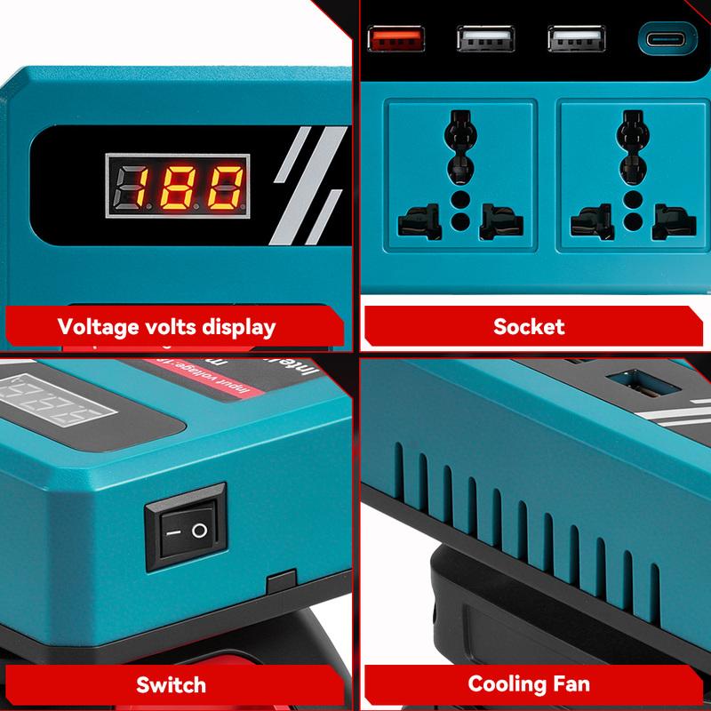 ONEVAN 110V-220V 50HZ Inverter Multifunctional Portable Power Inverter Charger Adapter Universal Socket For Makita Battery Pin