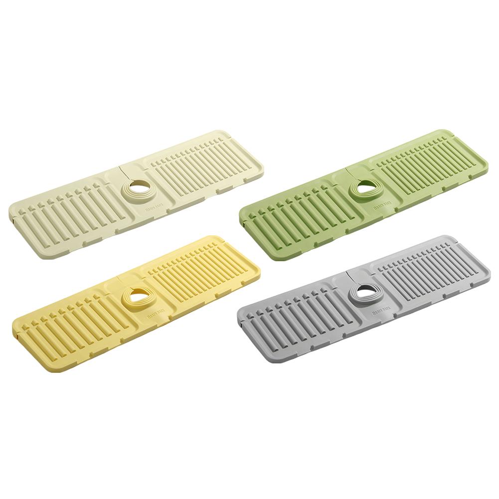 Silicone Draining Mat Silicone Faucet Splash Guard Silicone Sink Organizer Sponge Holder for Kitchen Countertop and Bathroom