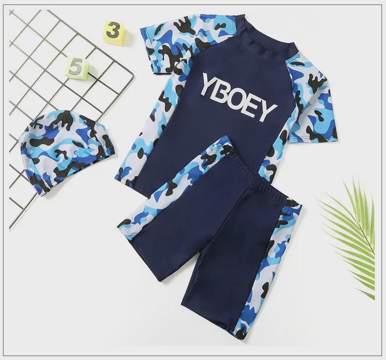 Langarm-Zweiteiler-Badeanzug mit Sonnenschutz für Jungen