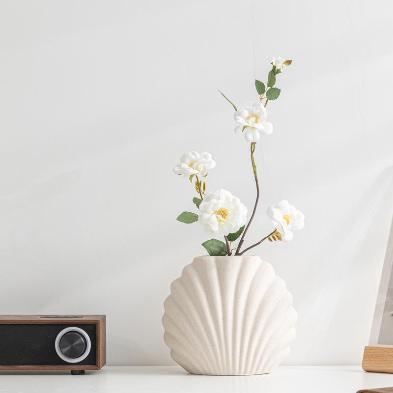 Ceramic Vase for Flower Arrangements - Desktop Shell Ornament Decor