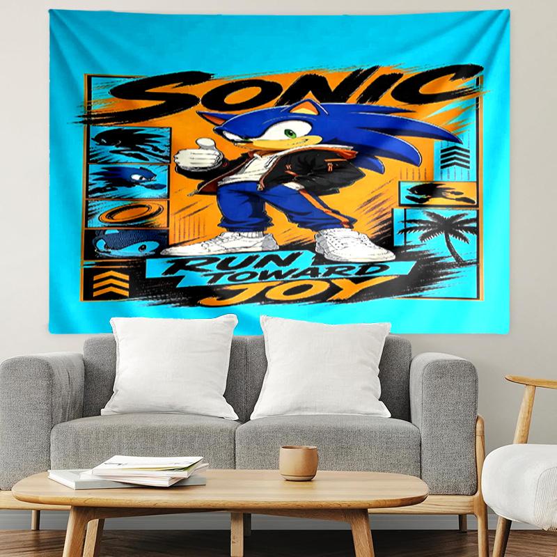 Sonic Print Tapestry, Lightweight Wall Hanging, for Bedroom, Dorm, Living Room, Home Art Decor, Birthday Christmas Gift for Friends