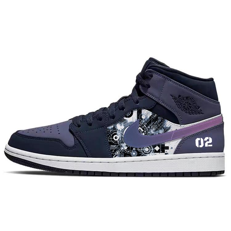 

Jordan Air Jordan 1 Vintage Basketball Shoes Unisex Mid top Purple/White 554724-445(Team181-) 44.5