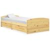 VidaXL Bed Frame with 2 Drawers Solid Pine Wood 90x200 Cm