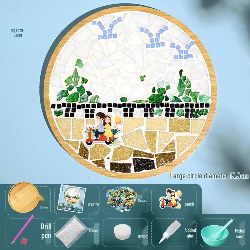 DIY Large Mosaic Coaster Kit: Creative Glass Sticker Pack for Adults & Kids