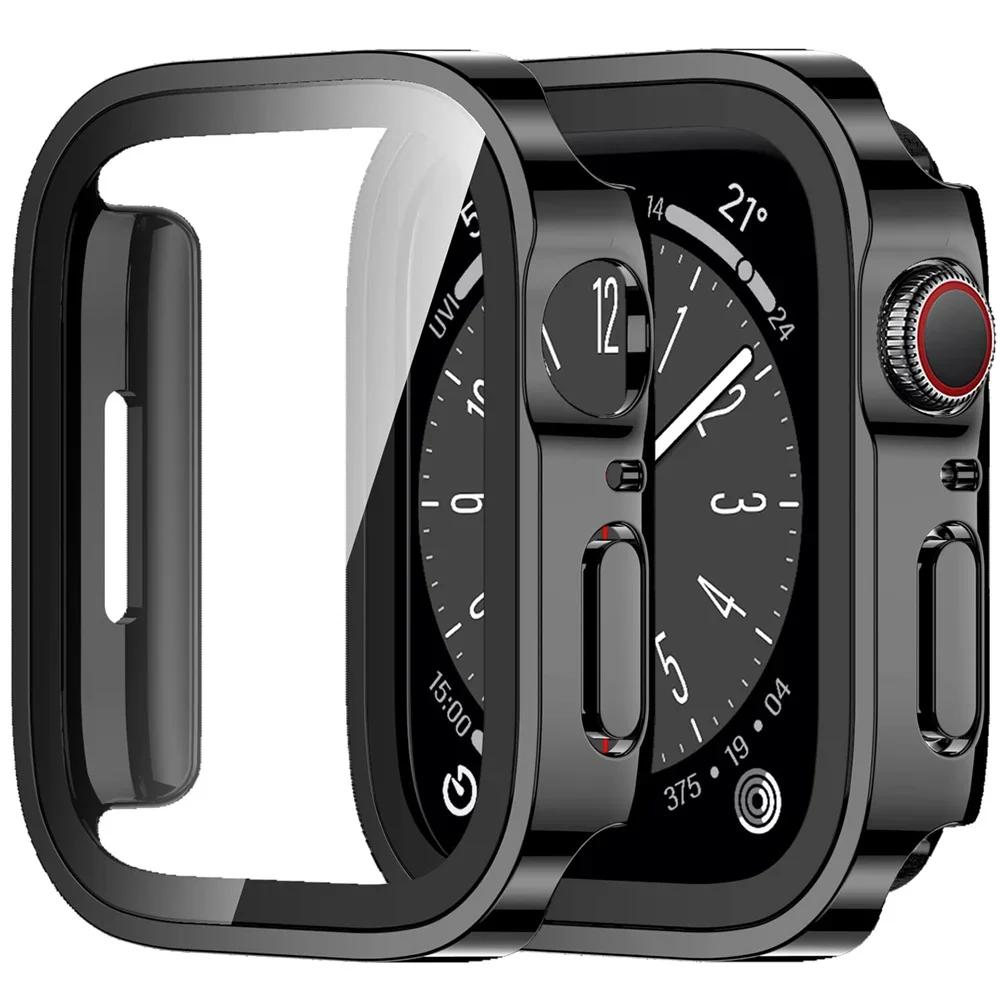 2PCS Waterproof Case for Watch 7 8 9 45mm 41mm-44-40mm Bumper Screen Protector 2 PACK Edge Cover iWatch 5 SE 6 Accessories