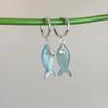 Y2K Blue Small Fish Pendant Earrings for Women Fashion Sweet Crystal Asymmetric Ear Buckle Seaside Vacation Jewelry Accessories