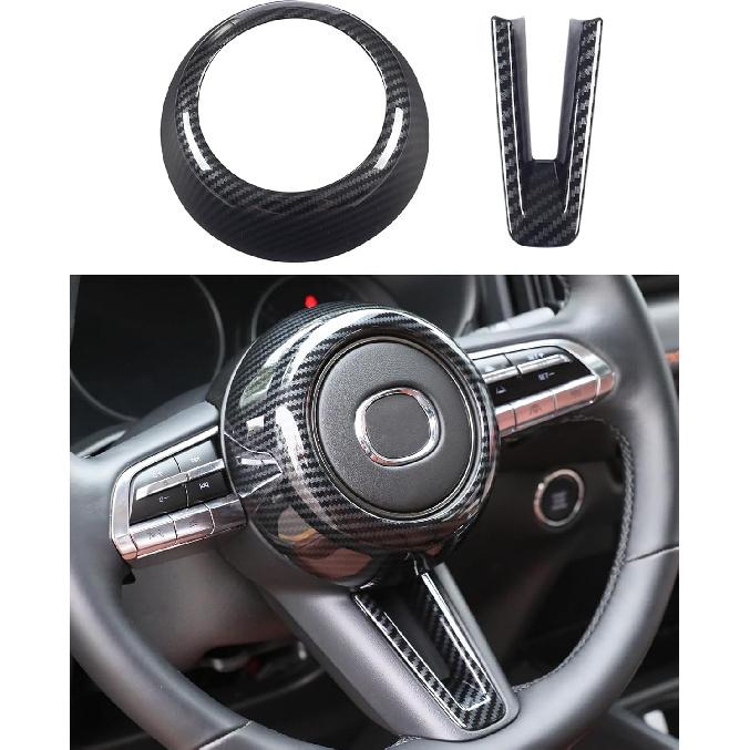 For Mazda CX-50 Mazda 3 CX-30 Steering Wheel Protective Trims Cover, Sporty Carbon Fiber Style Interior Accessories For Mazda CX50 CX 50  2024 2025