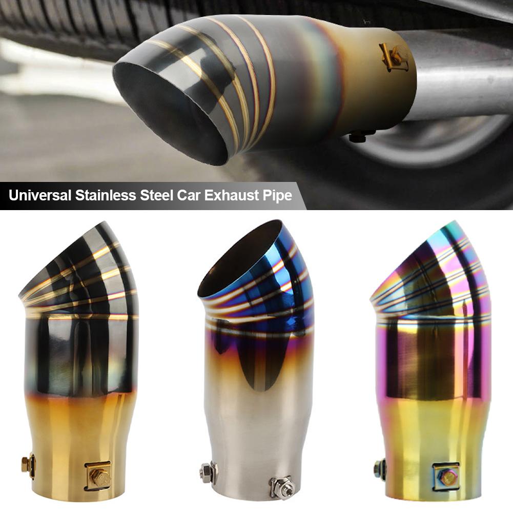 Universal 76mm Baked Blue Stainless Steel Car Exhaust Pipe Rear Noise Canceller Muffler End Tail Pipe Outlet Tailpipe