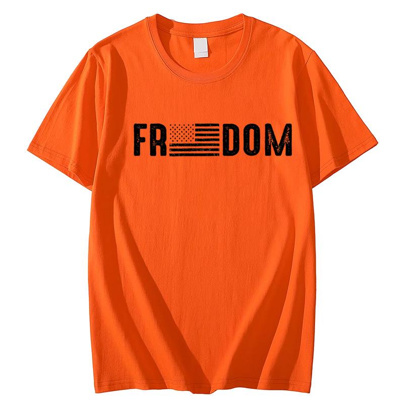 

Freedom Flag Tshirt Print TShirt Women Clothing Summer Harajuku Short Sleeve Tees Shirts Graphic Y2k Tops Aesthetic Clothing S