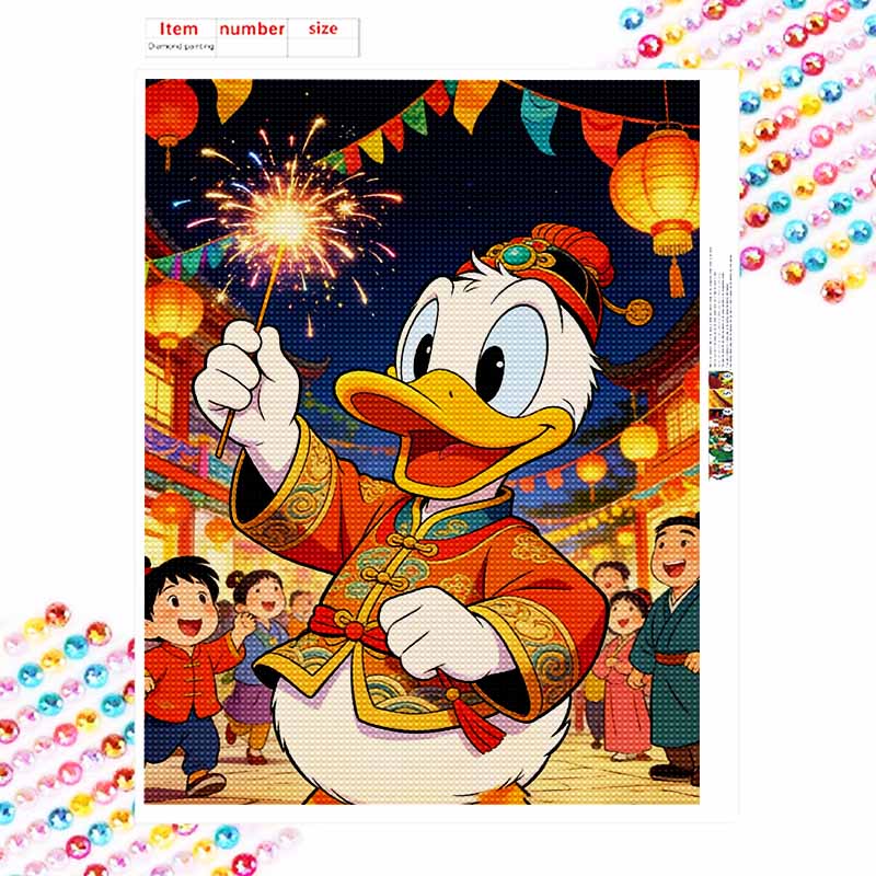 Disney Donald Duck Chinese New Year Fireworks Diamond Paint Painting Art Kit Handmade DIY5D Home Decor Gift
